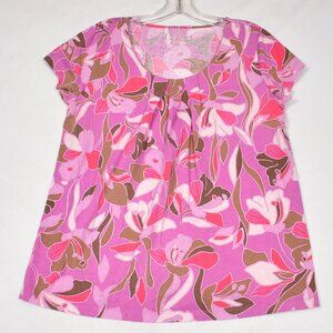 Classic Collections Pink Floral Women's Blouse Size Medium